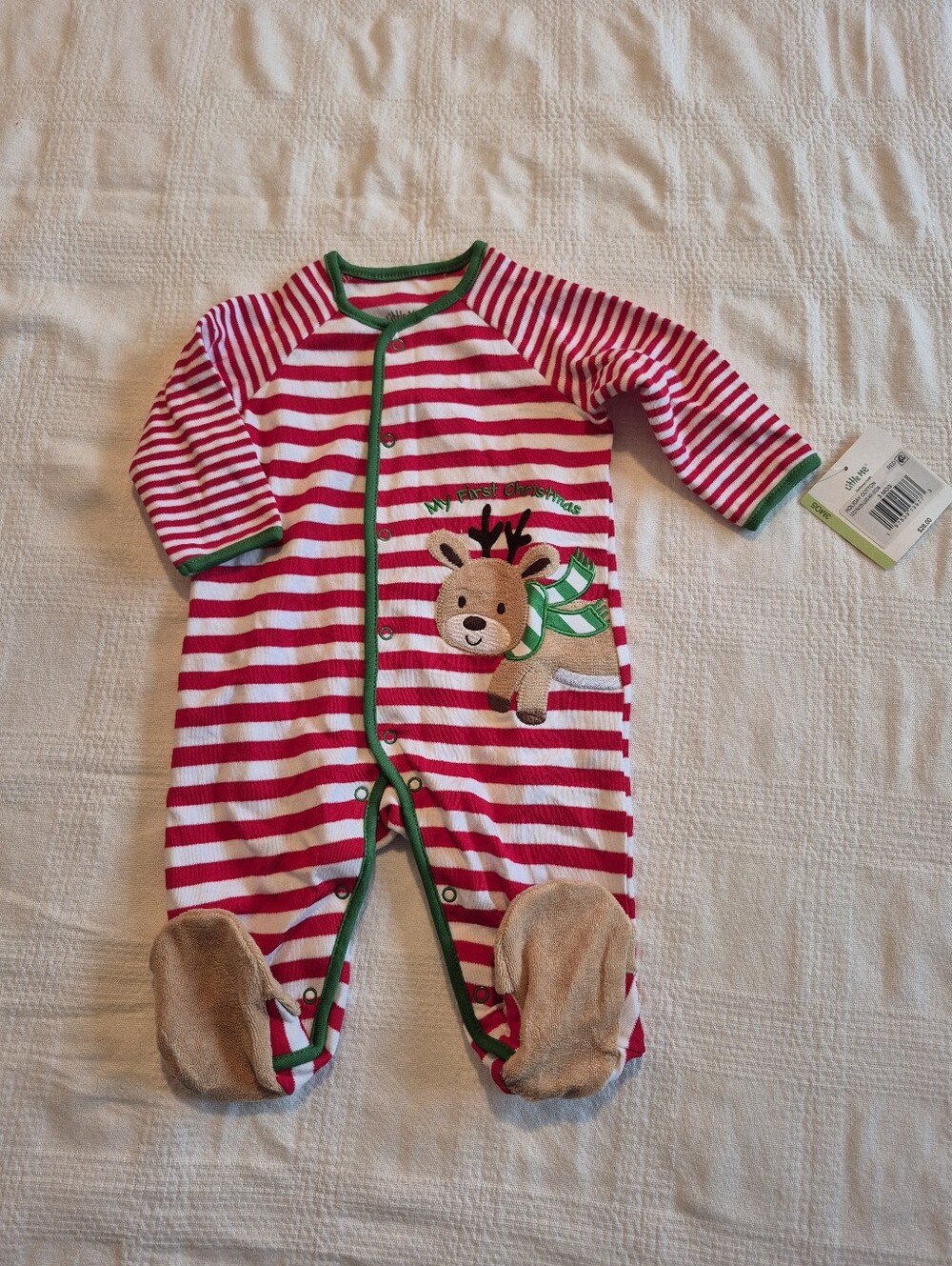 Little Me boys or girls 3 months 1st Christmas snap up pajama NWT